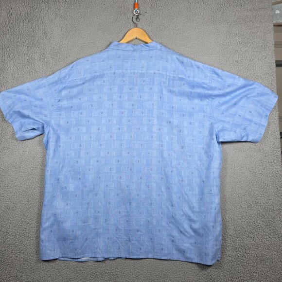 Lavane Camp Shirt Mens Size 4X Light BLue Geometric Regular Fit Open Collar NWT - Picture 8 of 10